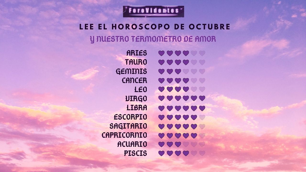 HORÓSCOPO MES DE OCTUBRE Y TERMÓMETRO DE AMOR Astrología ForoVidentes